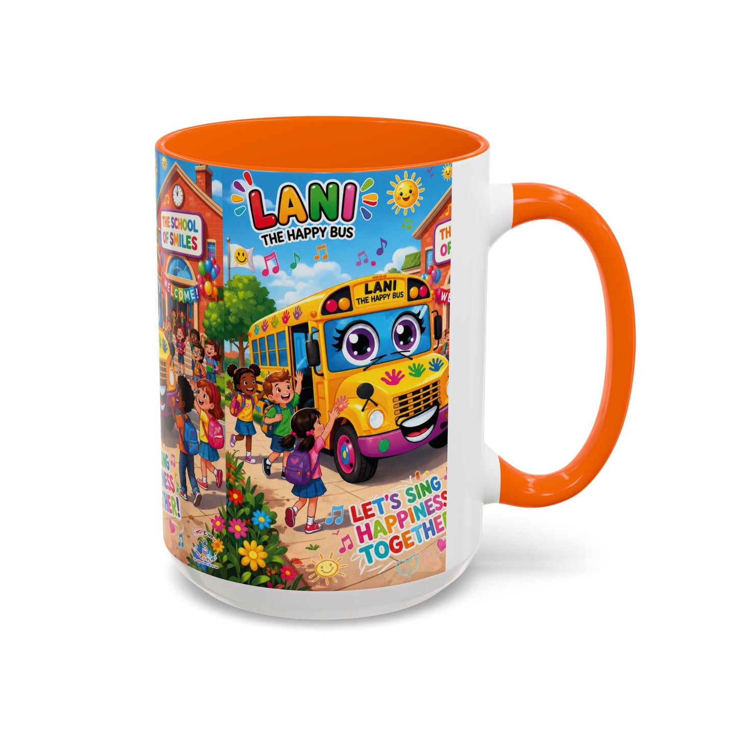 Lani™ Accent Coffee Mug (11oz & 15oz) – "Let's Sing Happiness Together!" Graphic