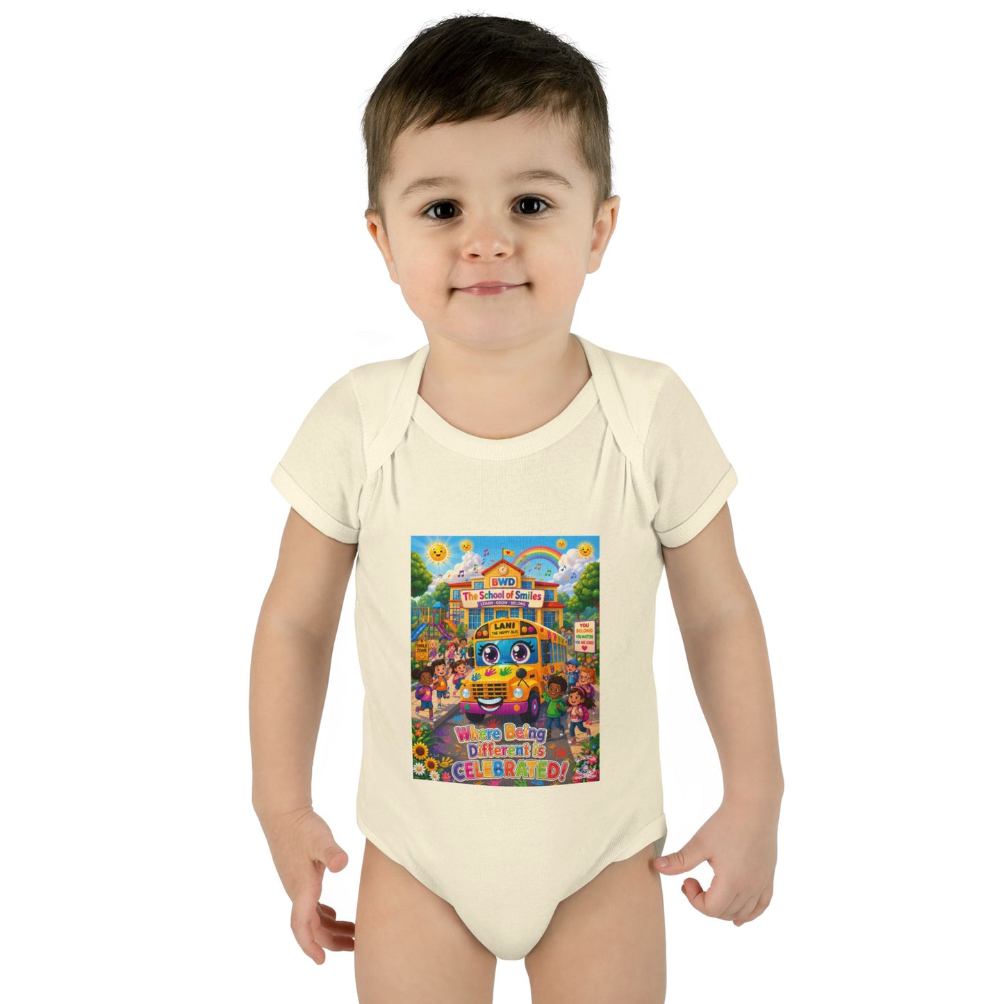 Lani™ Infant Baby Rib Bodysuit – "Where Being Different is CELEBRATED!" Graphic
