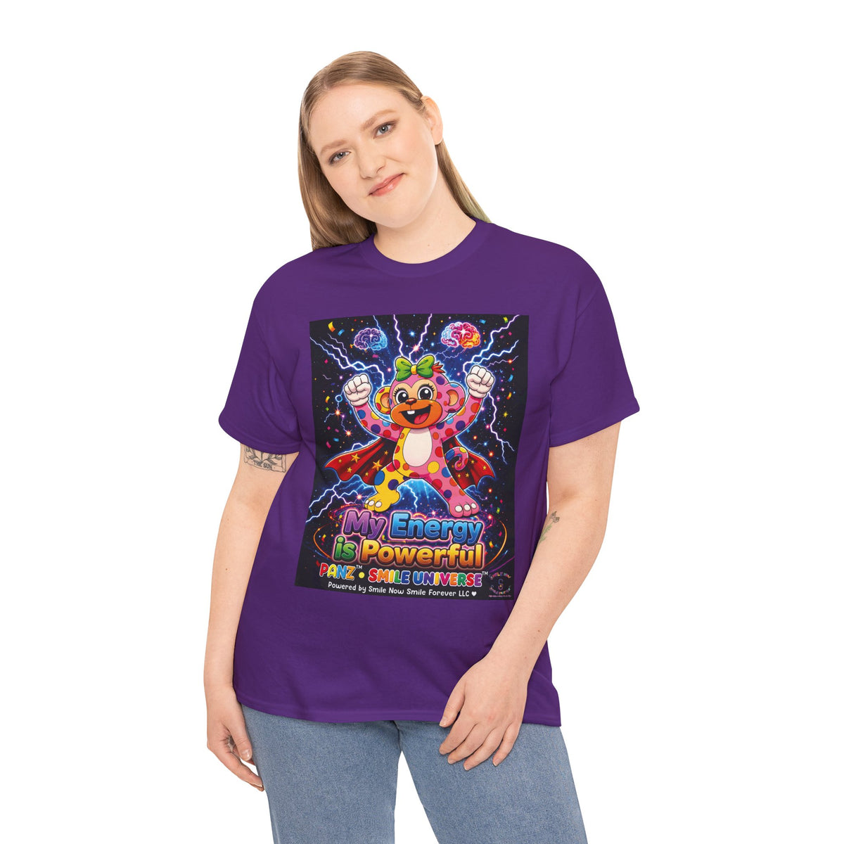 Panz™ Unisex Heavy Cotton™ Tee For Adult – "My Energy is Powerful" Graphic Tee | Smile Universe Collection