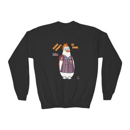 TuBz™ "Being Smart Iz Kool" Youth Crewneck Sweatshirt – Character Dress-Up Graphic Sweatshirt | Smile Universe TuBz4Kidz Collection