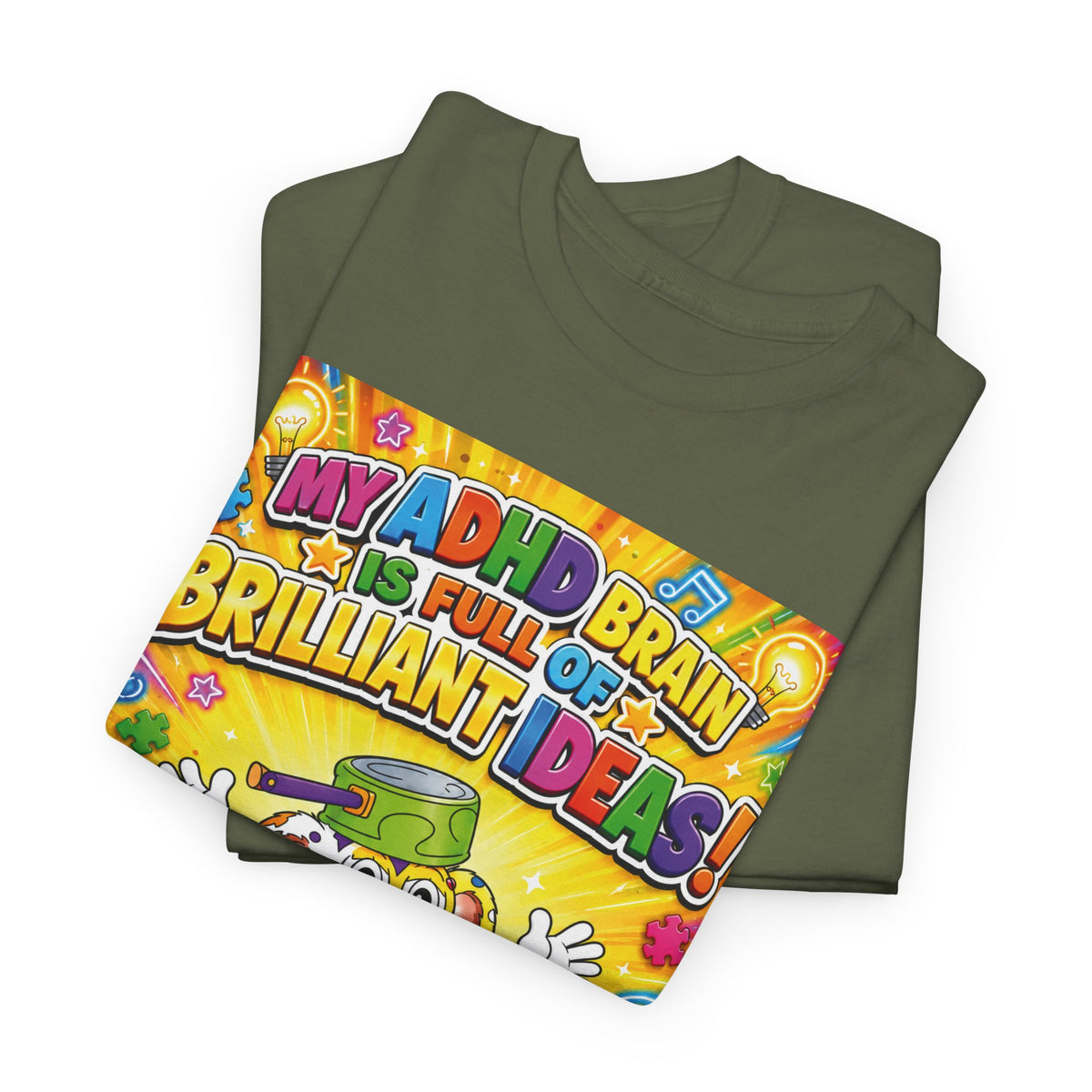 Potz™ Unisex Heavy Cotton™ Tee – "My ADHD Brain is Full of Brilliant Ideas!" Graphic Tee | Smile Universe Collection