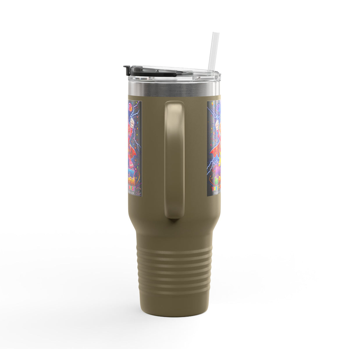 Panz™ Insulated Travel Mug 40oz – "My Energy is Powerful" Graphic Tumbler | Smile Universe Collection