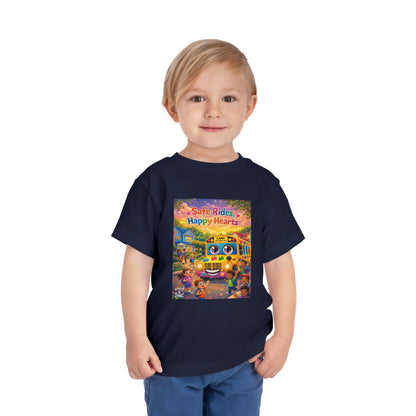 Lani™ Toddler Short Sleeve Tee – "Safe Rides, Happy Hearts" Graphic