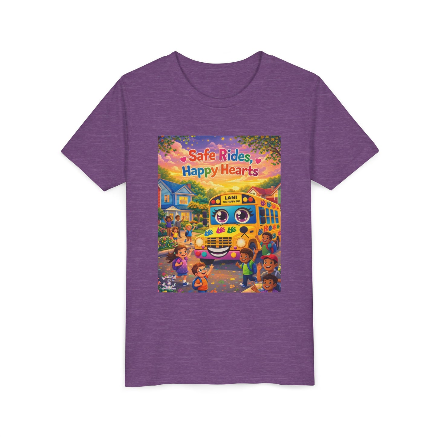 Lani™ Youth Short Sleeve Tee – "Safe Rides, Happy Hearts" Graphic