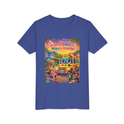 Lani™ Youth Short Sleeve Tee – "Safe Rides, Happy Hearts" Graphic