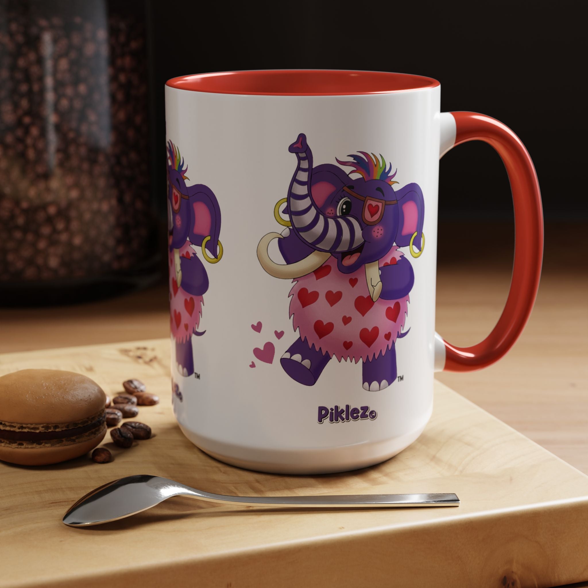 Piklez™ Accent Coffee Mug (11oz & 15oz) – "Full of Love!" Graphic | Smile Universe Collection