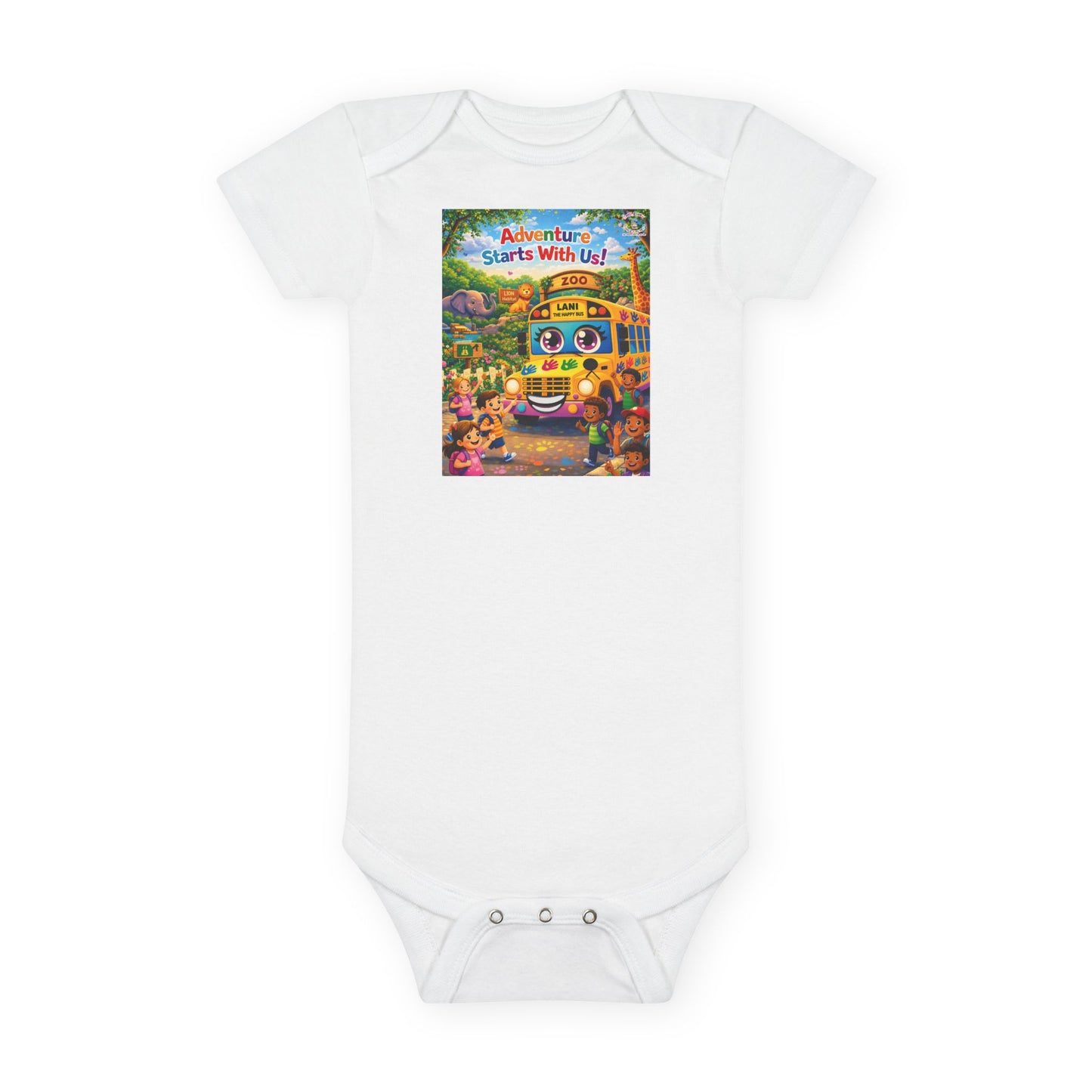 Lani™ Baby Short Sleeve Onesie® – "Adventure Starts With Us!" Graphic