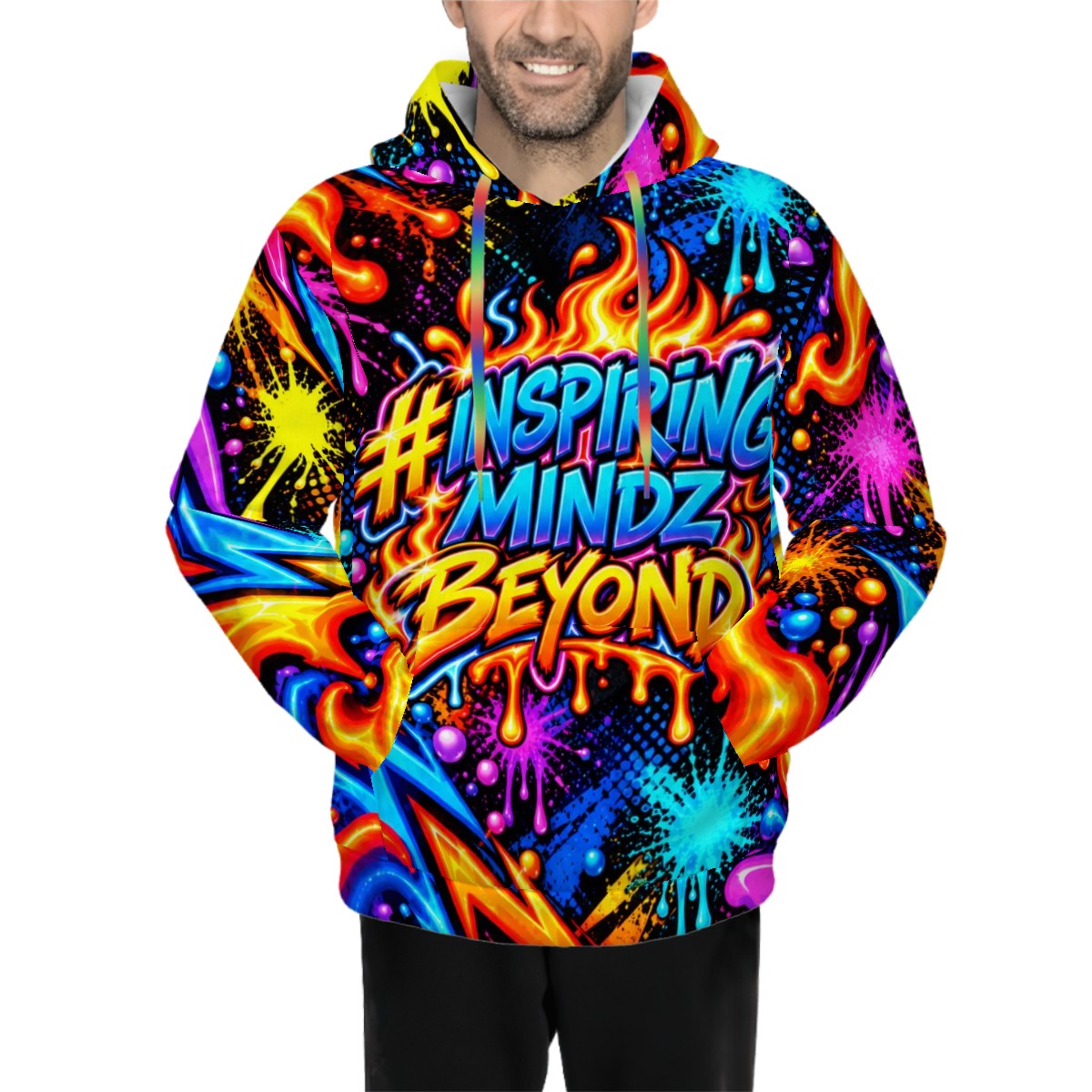 Men’s Graphic Hoodie – Inspiring Mindz Beyond Colorful Street Art Pullover