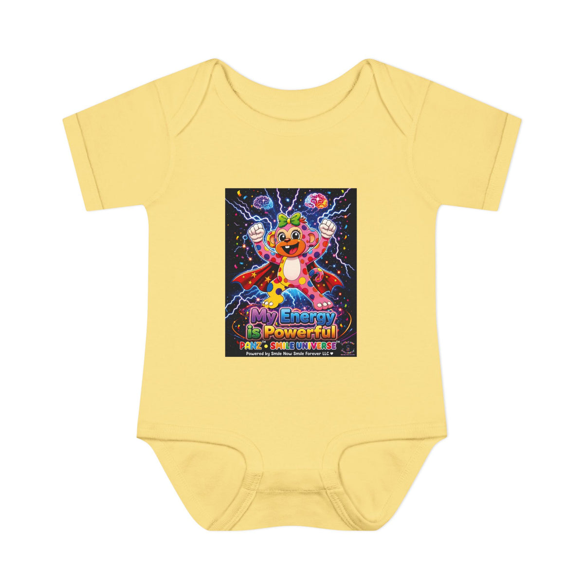 Panz™ Infant Baby Rib Bodysuit – "My Energy is Powerful" Graphic Onesie | Smile Universe Collection