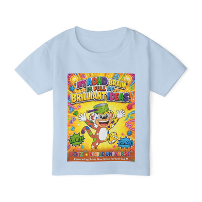 Potz™ Heavy Cotton™ Toddler T-Shirt – "My ADHD Brain is Full of Brilliant Ideas!" Graphic Tee | Smile Universe Collection