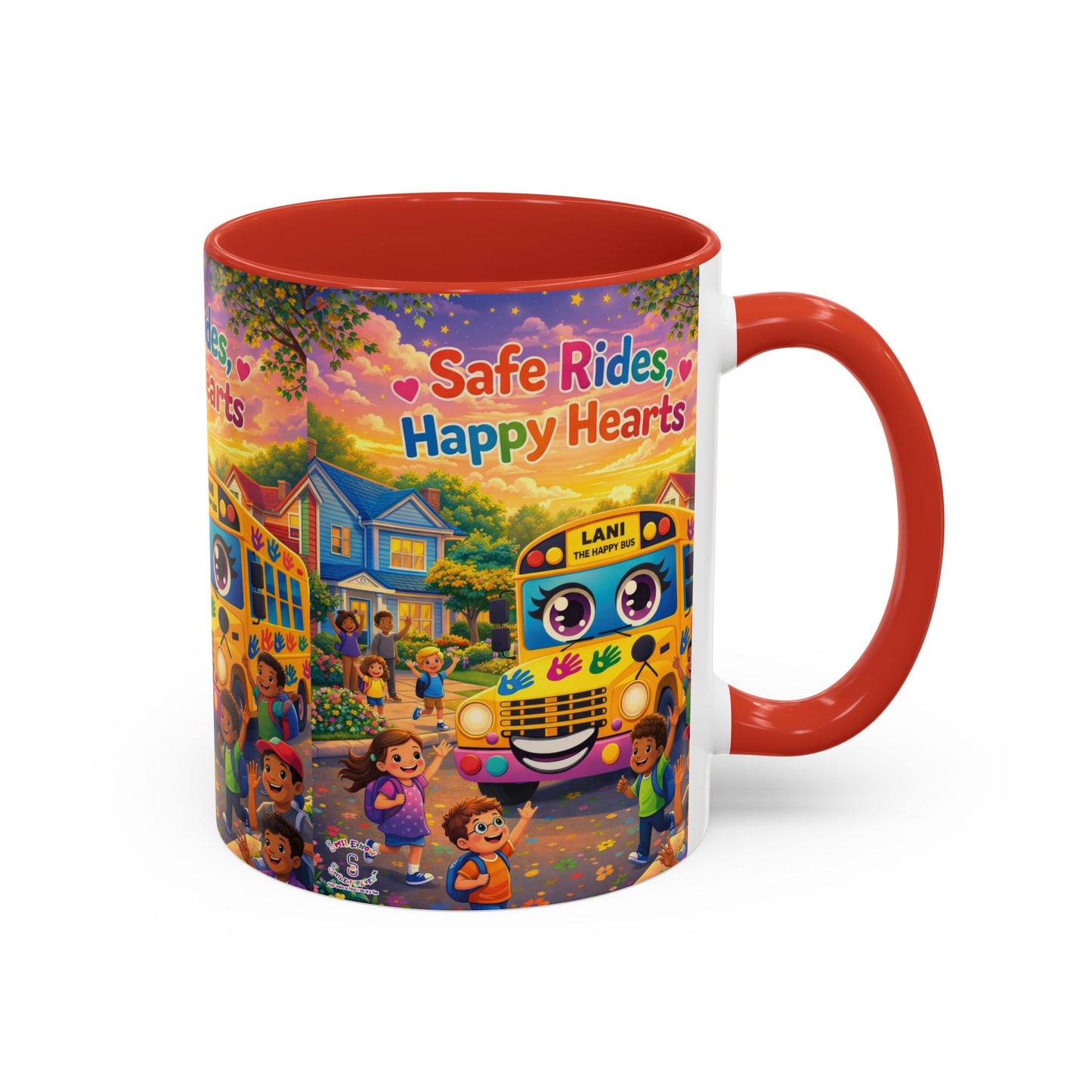 Lani™ Accent Coffee Mug (11oz & 15oz) – "Safe Rides, Happy Hearts" Graphic