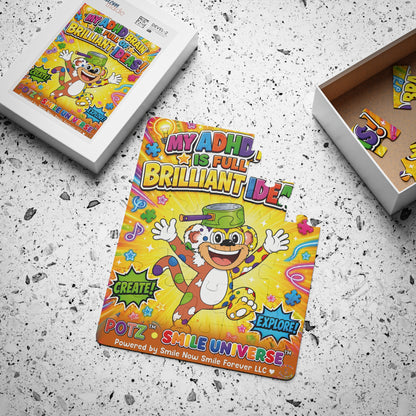 Potz™ Kids' Puzzle 30-Piece – "My ADHD Brain is Full of Brilliant Ideas!" Graphic Puzzle | Smile Universe Collection