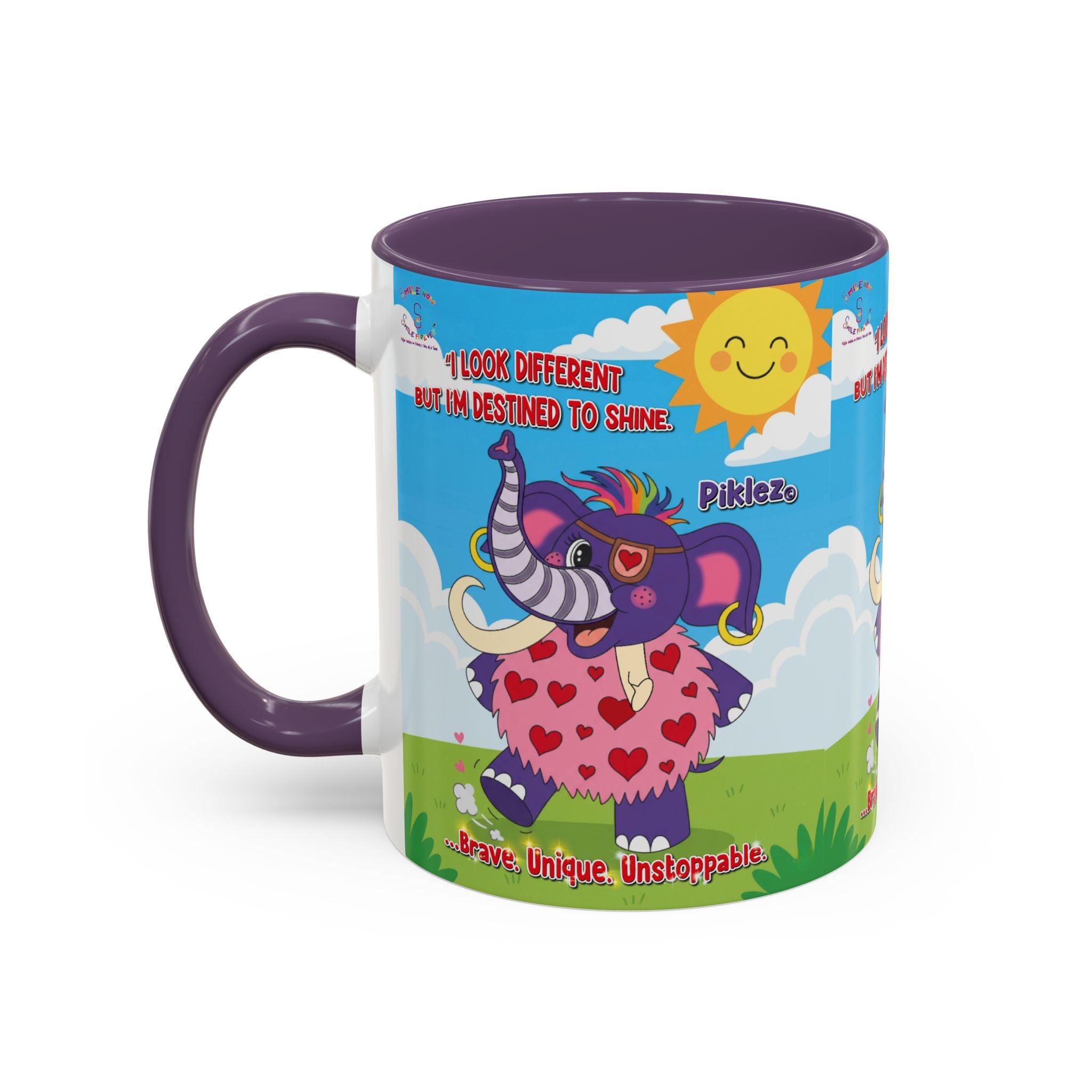Piklez™ Accent Coffee Mug (11oz, 15oz) – “Destined to Shine” | Smile Universe Collection