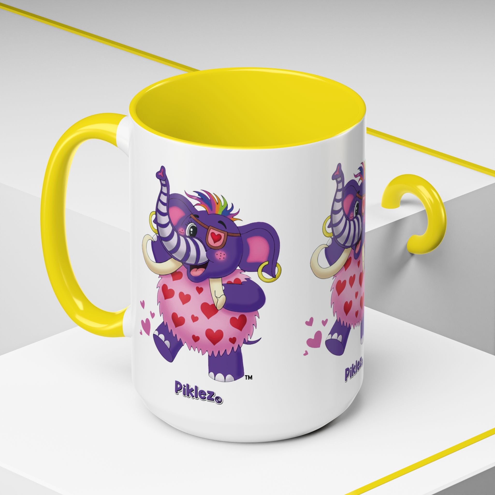 Piklez™ Accent Coffee Mug (11oz & 15oz) – "Full of Love!" Graphic | Smile Universe Collection