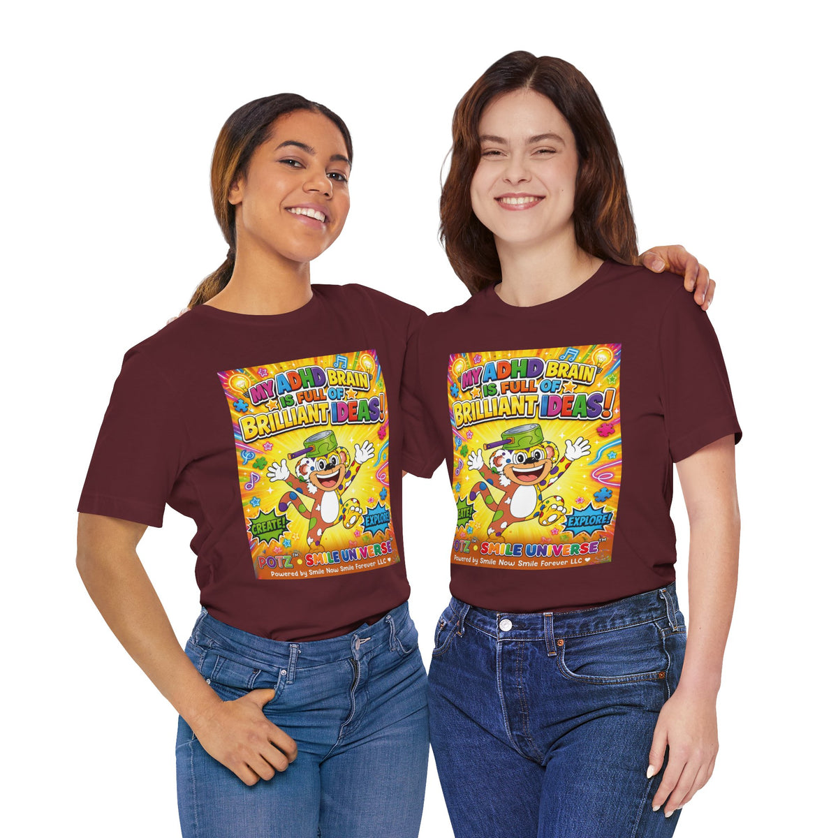 Potz™ Unisex Jersey Short Sleeve Tee – "My ADHD Brain is Full of Brilliant Ideas!" Graphic Tee | Smile Universe Collection