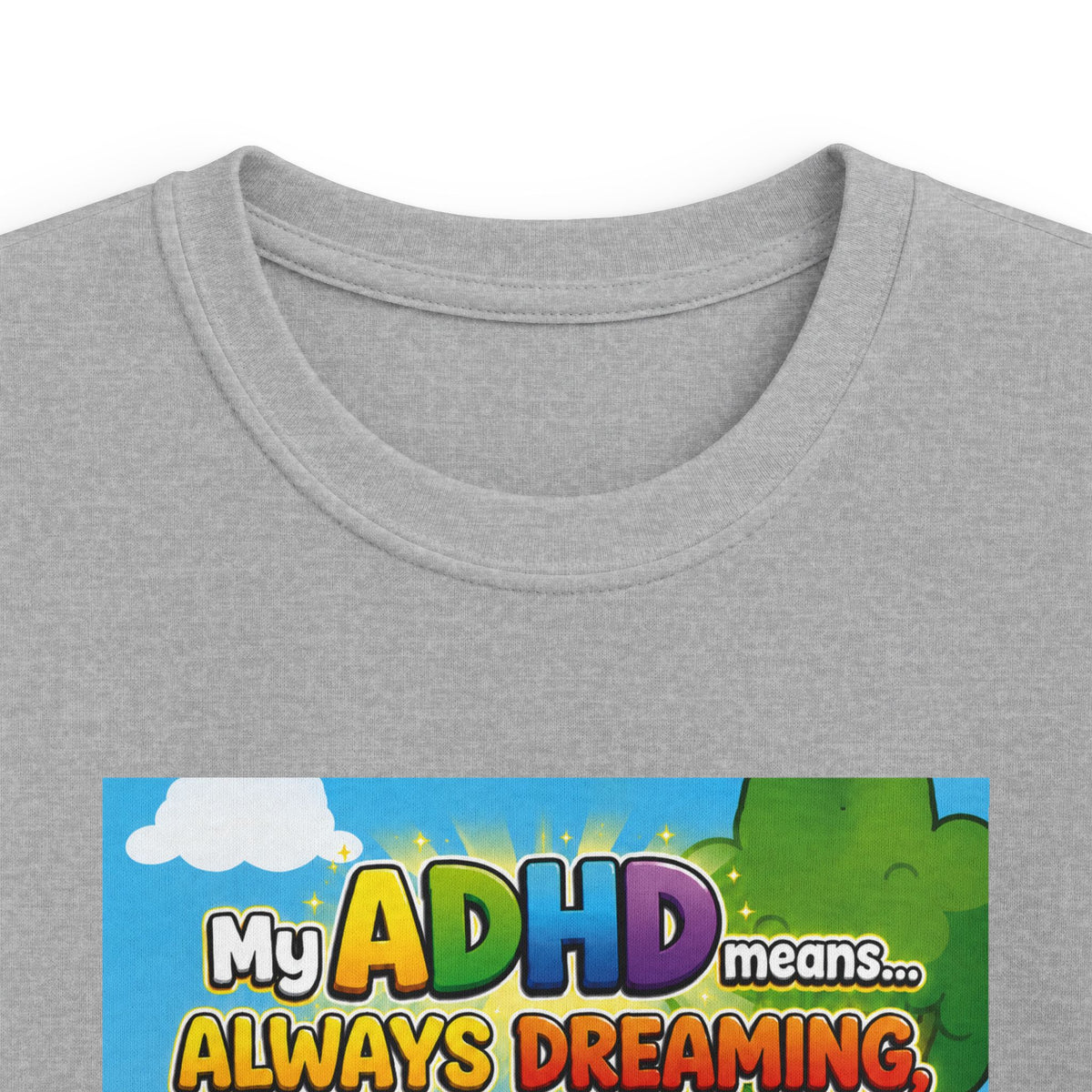 Potz™ Kids Softstyle Tee – "My ADHD Means Always Dreaming, Highly Determined" Graphic Tee | Smile Universe Collection