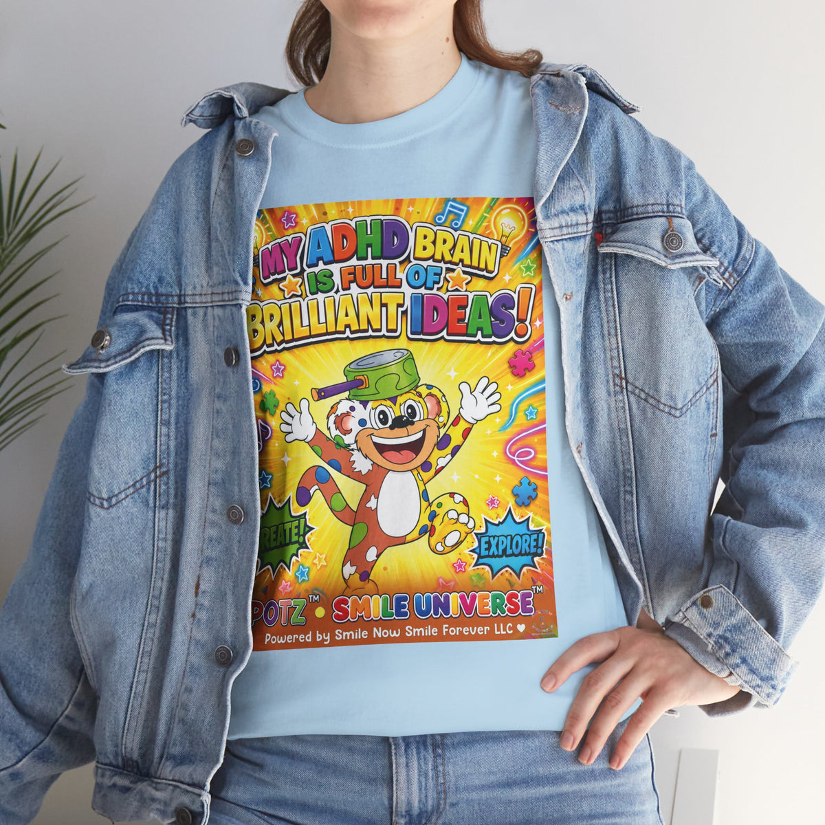Potz™ Unisex Heavy Cotton™ Tee – "My ADHD Brain is Full of Brilliant Ideas!" Graphic Tee | Smile Universe Collection