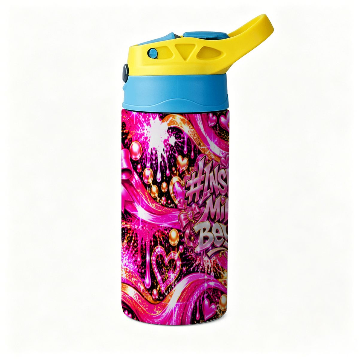 BWD Pink Water Bottle – Inspiring Mindz Beyond Hearts & Crowns Graphic Bottle