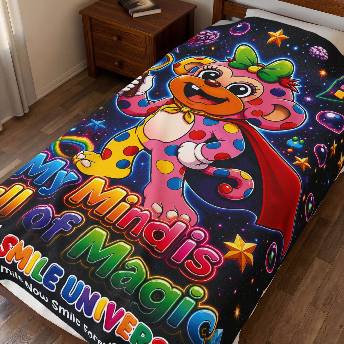 Panz™ Velveteen Plush Blanket – "My Mind is Full of Magic" Graphic | Smile Universe Collection