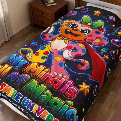 Panz™ Velveteen Plush Blanket – "My Mind is Full of Magic" Graphic | Smile Universe Collection