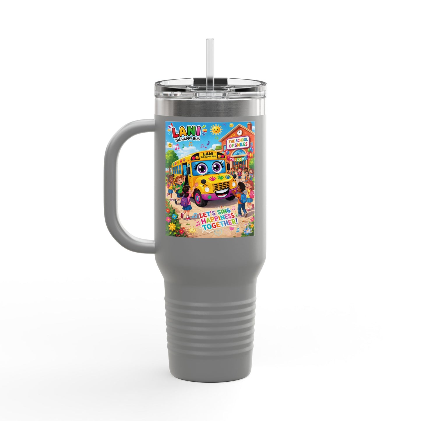 Lani™ 40oz Insulated Travel Mug – "Let's Sing Happiness Together!" Graphic