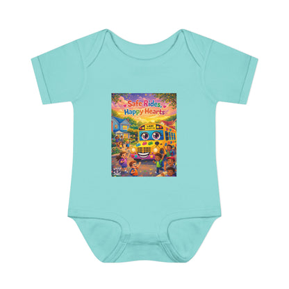 Lani™ Infant Baby Rib Bodysuit – "Safe Rides, Happy Hearts" Graphic