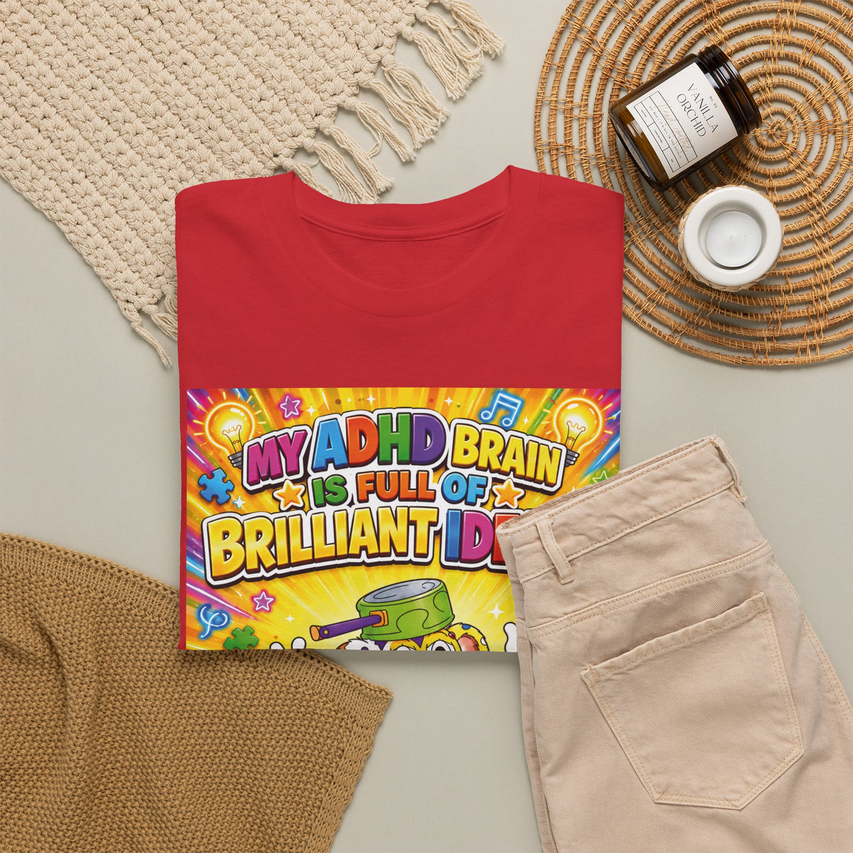 Potz™ Unisex Heavy Cotton™ Tee – "My ADHD Brain is Full of Brilliant Ideas!" Graphic Tee | Smile Universe Collection