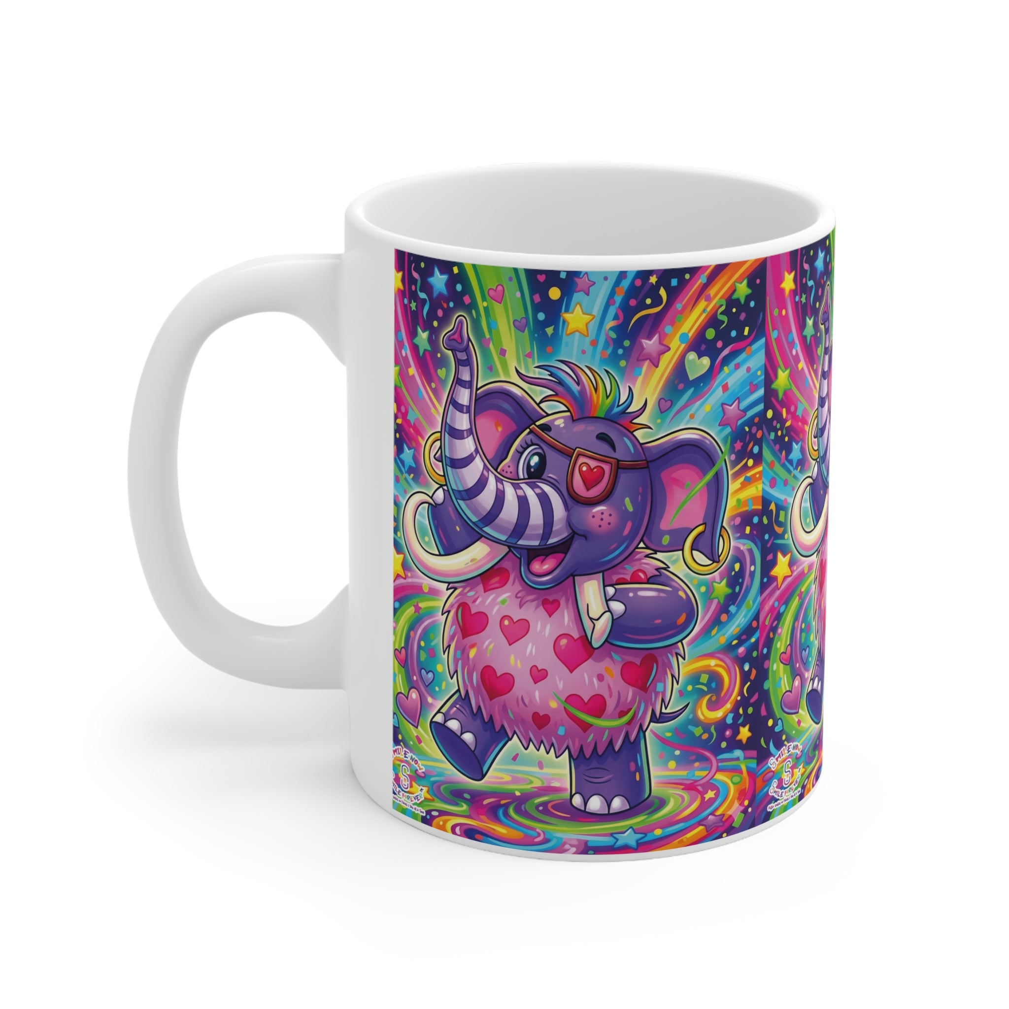 Piklez™ 11oz, 15oz Ceramic Coffee Cup – "Born to Celebrate!" Graphic | Smile Universe Collection