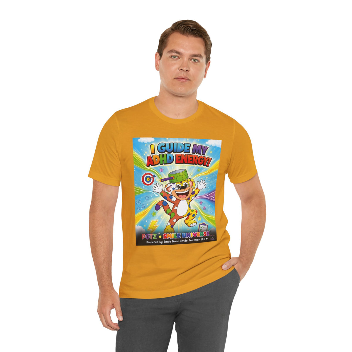 Potz™ Unisex Jersey Short Sleeve Tee – "I Guide My ADHD Energy!" Graphic Tee | Smile Universe Collection
