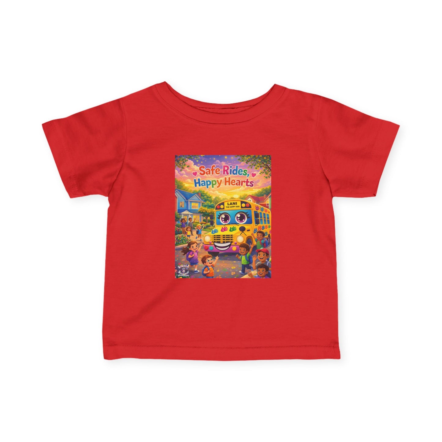 Lani™ Infant Fine Jersey Tee – "Safe Rides, Happy Hearts" Graphic