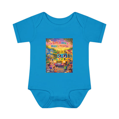 Lani™ Infant Baby Rib Bodysuit – "Safe Rides, Happy Hearts" Graphic