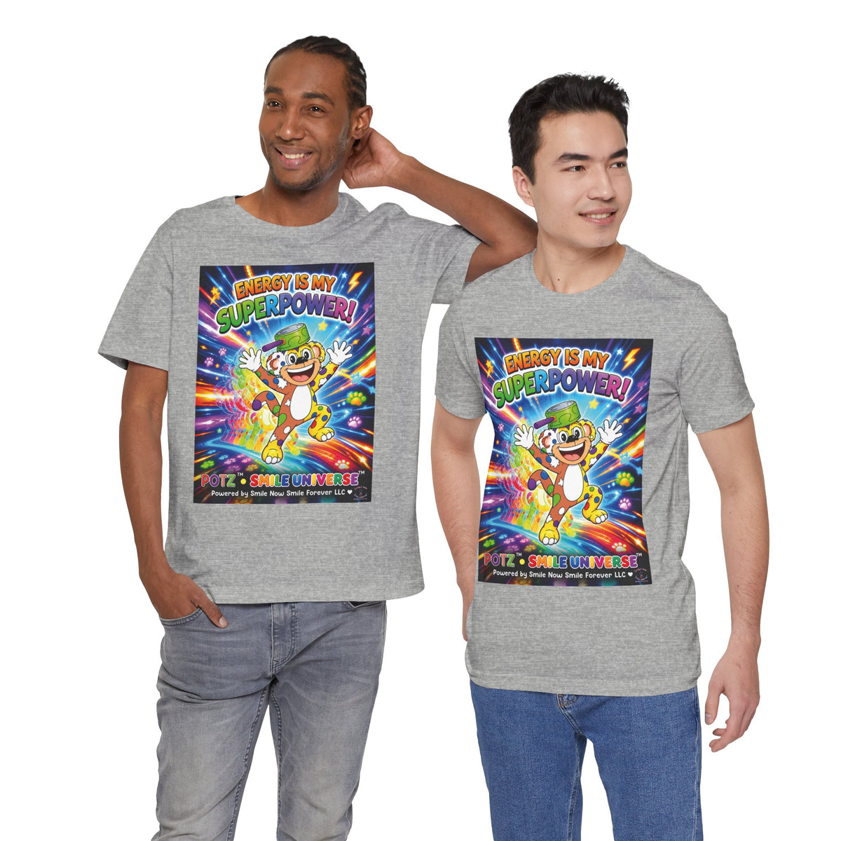 Potz™ Unisex Jersey Short Sleeve Tee – "Energy is My Superpower!" Graphic Tee | Smile Universe Collection
