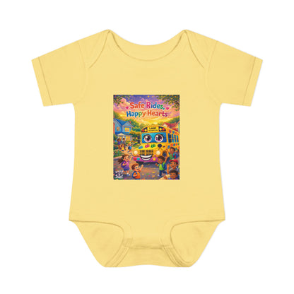 Lani™ Infant Baby Rib Bodysuit – "Safe Rides, Happy Hearts" Graphic