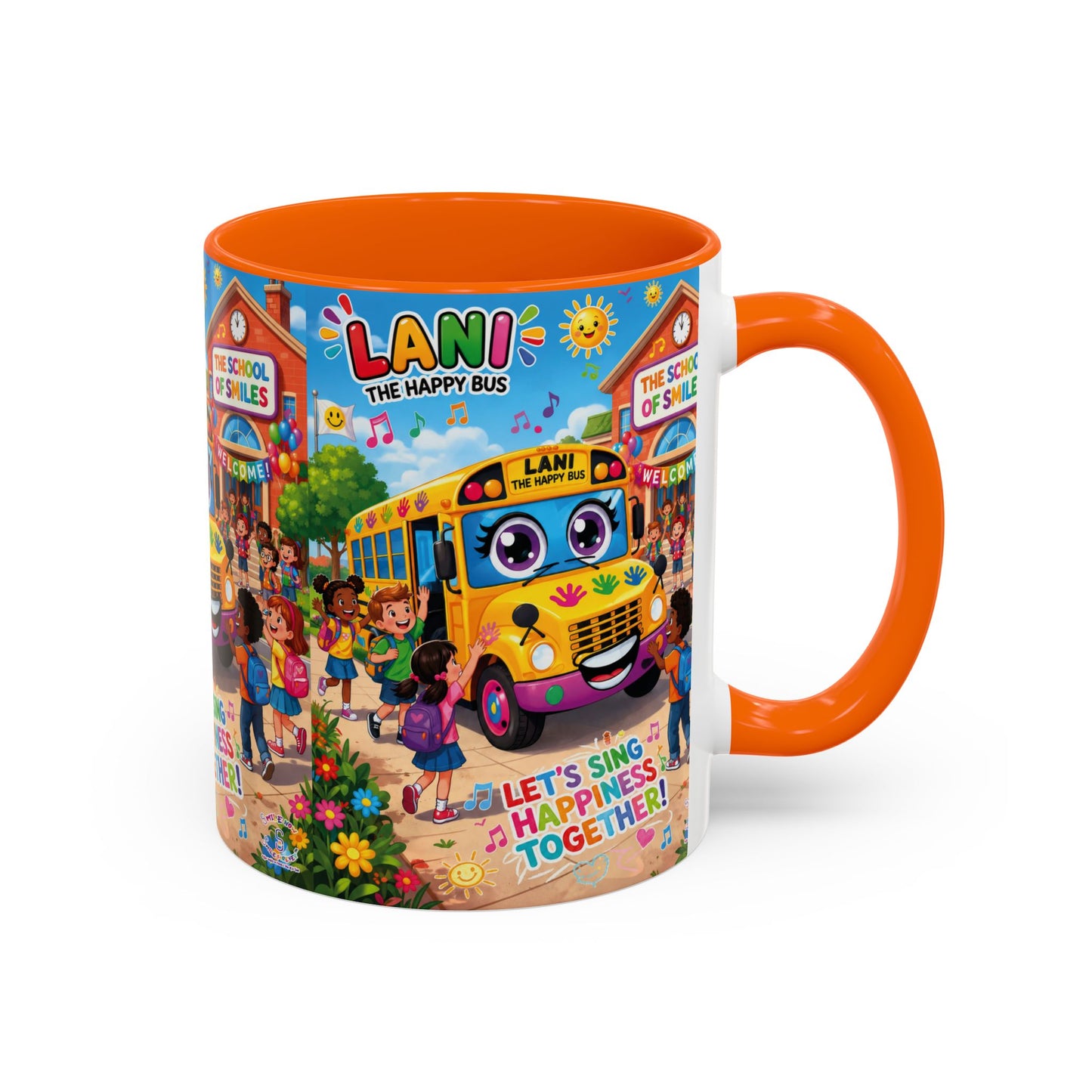 Lani™ Accent Coffee Mug (11oz & 15oz) – "Let's Sing Happiness Together!" Graphic