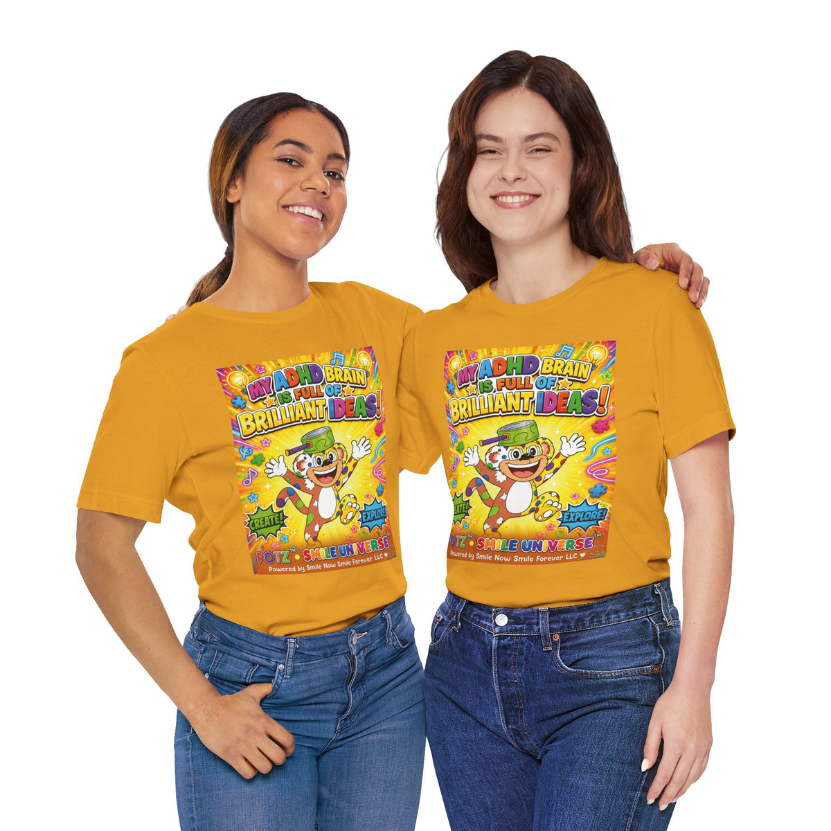 Potz™ Unisex Jersey Short Sleeve Tee – "My ADHD Brain is Full of Brilliant Ideas!" Graphic Tee | Smile Universe Collection