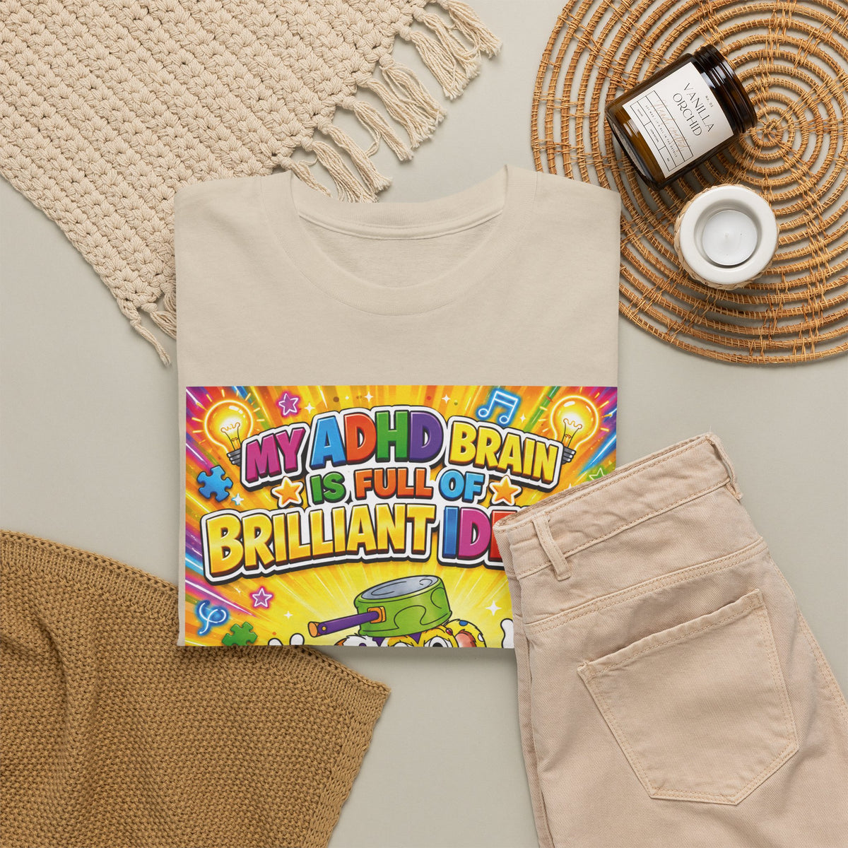 Potz™ Unisex Heavy Cotton™ Tee – "My ADHD Brain is Full of Brilliant Ideas!" Graphic Tee | Smile Universe Collection