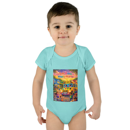 Lani™ Infant Baby Rib Bodysuit – "Safe Rides, Happy Hearts" Graphic