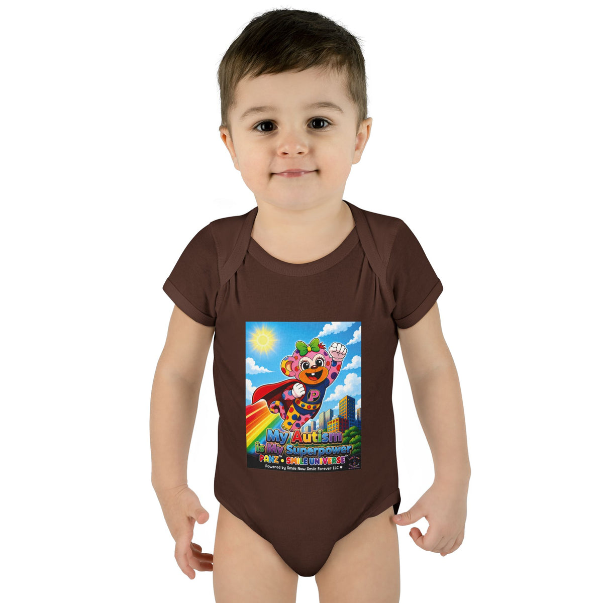 Panz™ Infant Baby Rib Bodysuit – "My Autism is My Superpower" Graphic | Smile Universe Collection