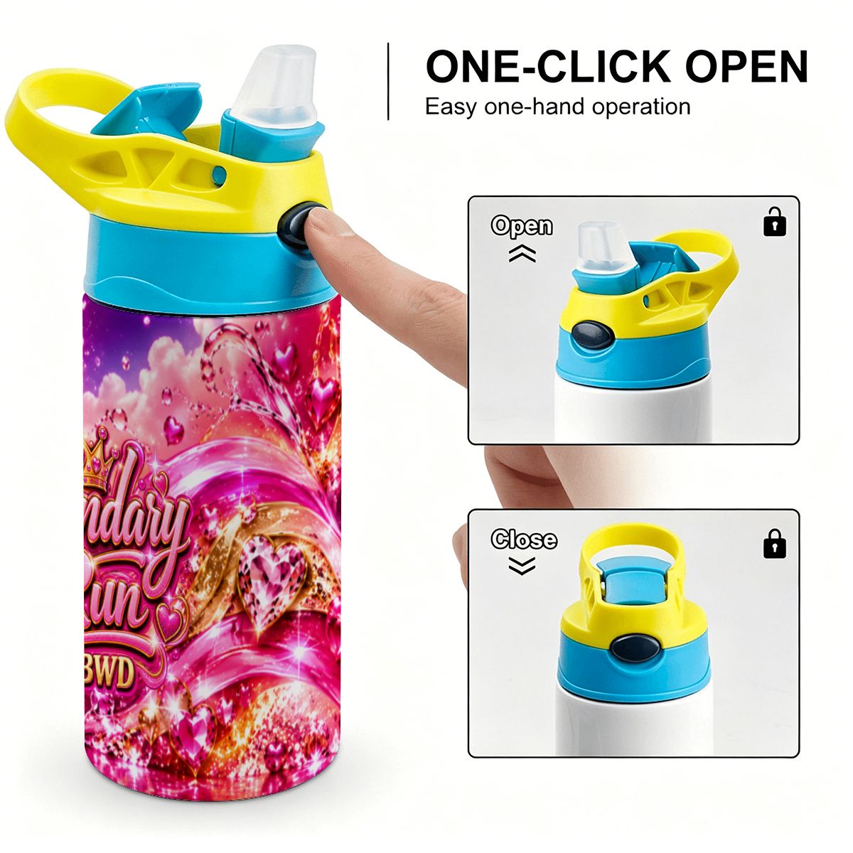 Legendary Run Water Bottle - Pink Heart Edition
