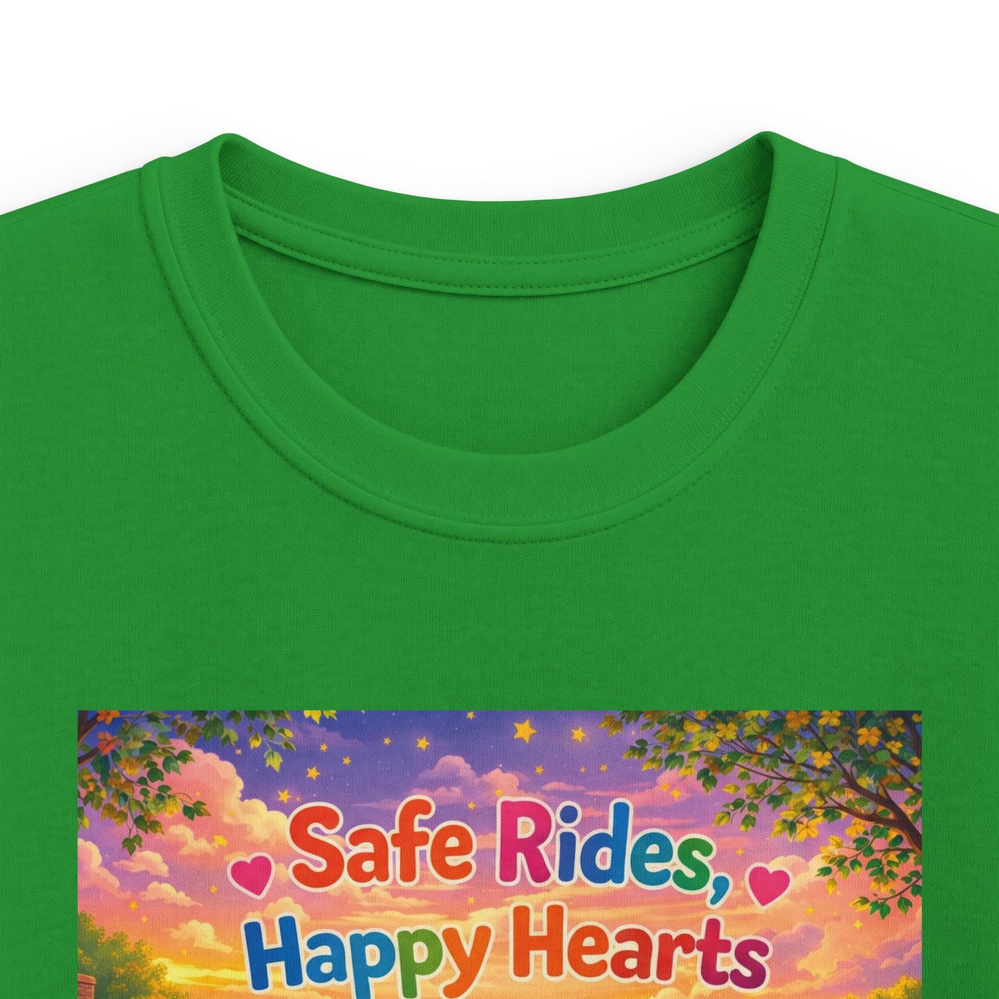 Lani™ Kids Softstyle Tee – "Safe Rides, Happy Hearts" Graphic