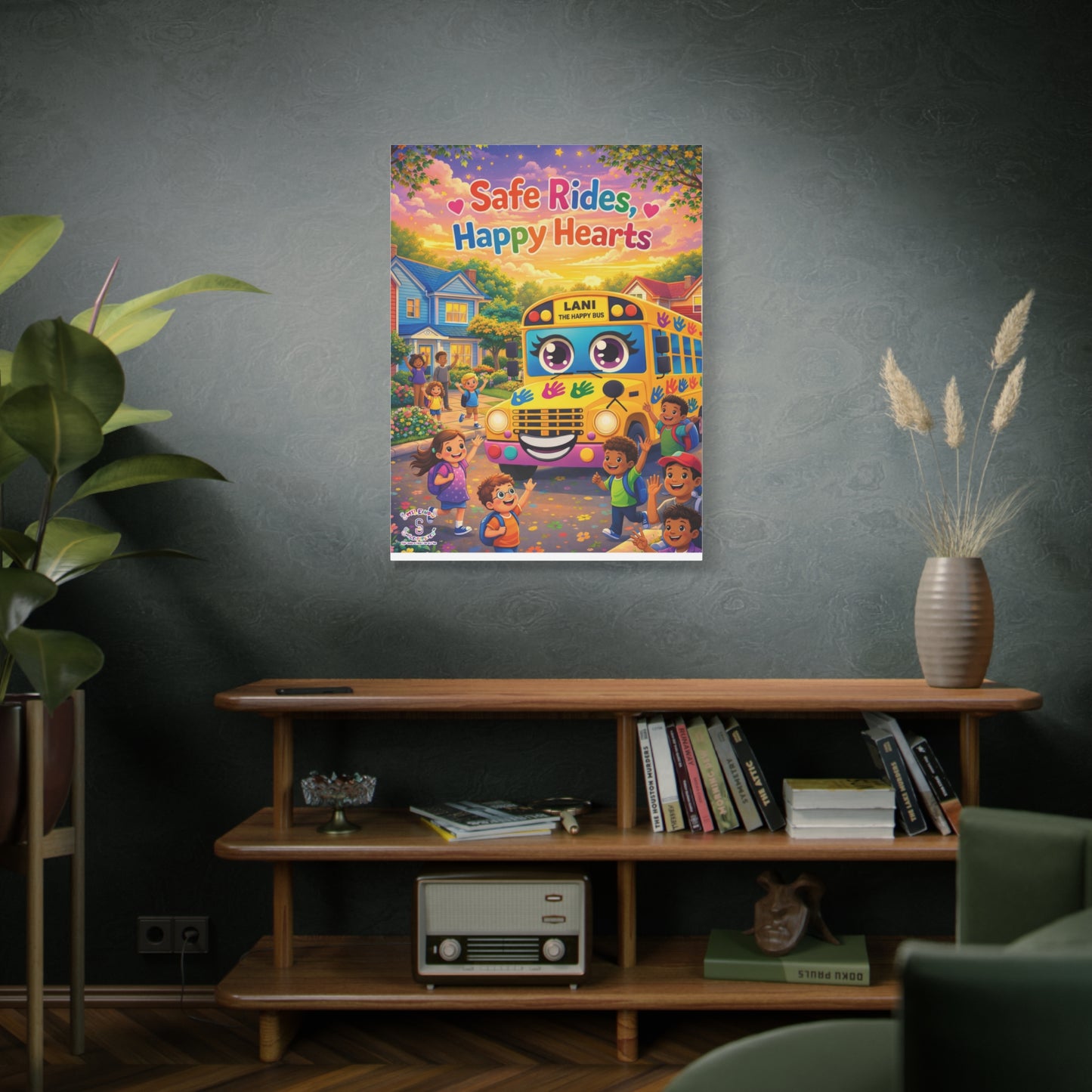 Lani™ Matte Canvas, Stretched 1.25" – "Safe Rides, Happy Hearts" Graphic Wall Art