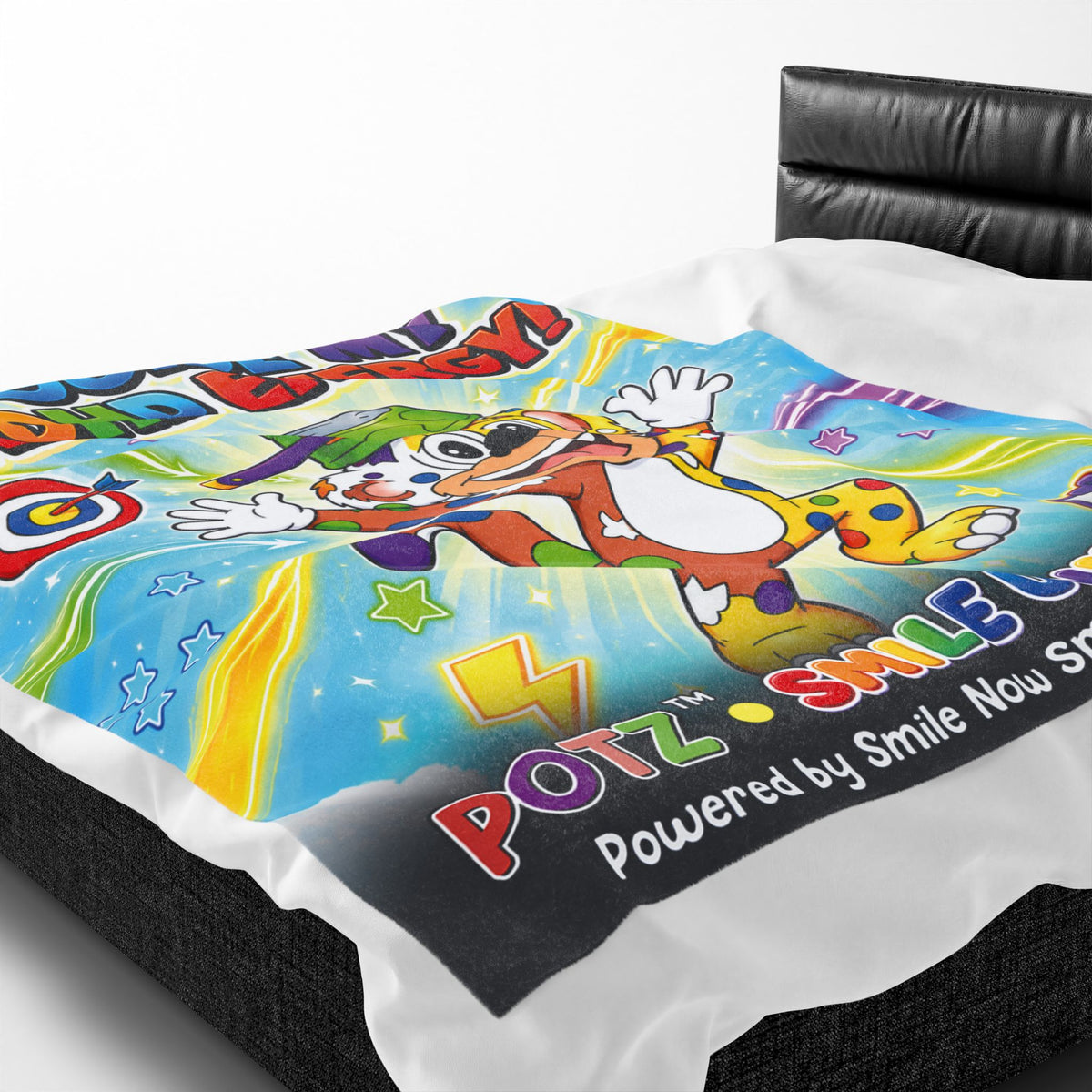 Potz™ Velveteen Plush Blanket – "I Guide My ADHD Energy!" Graphic Throw | Smile Universe Collection