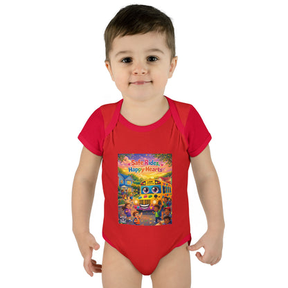 Lani™ Infant Baby Rib Bodysuit – "Safe Rides, Happy Hearts" Graphic