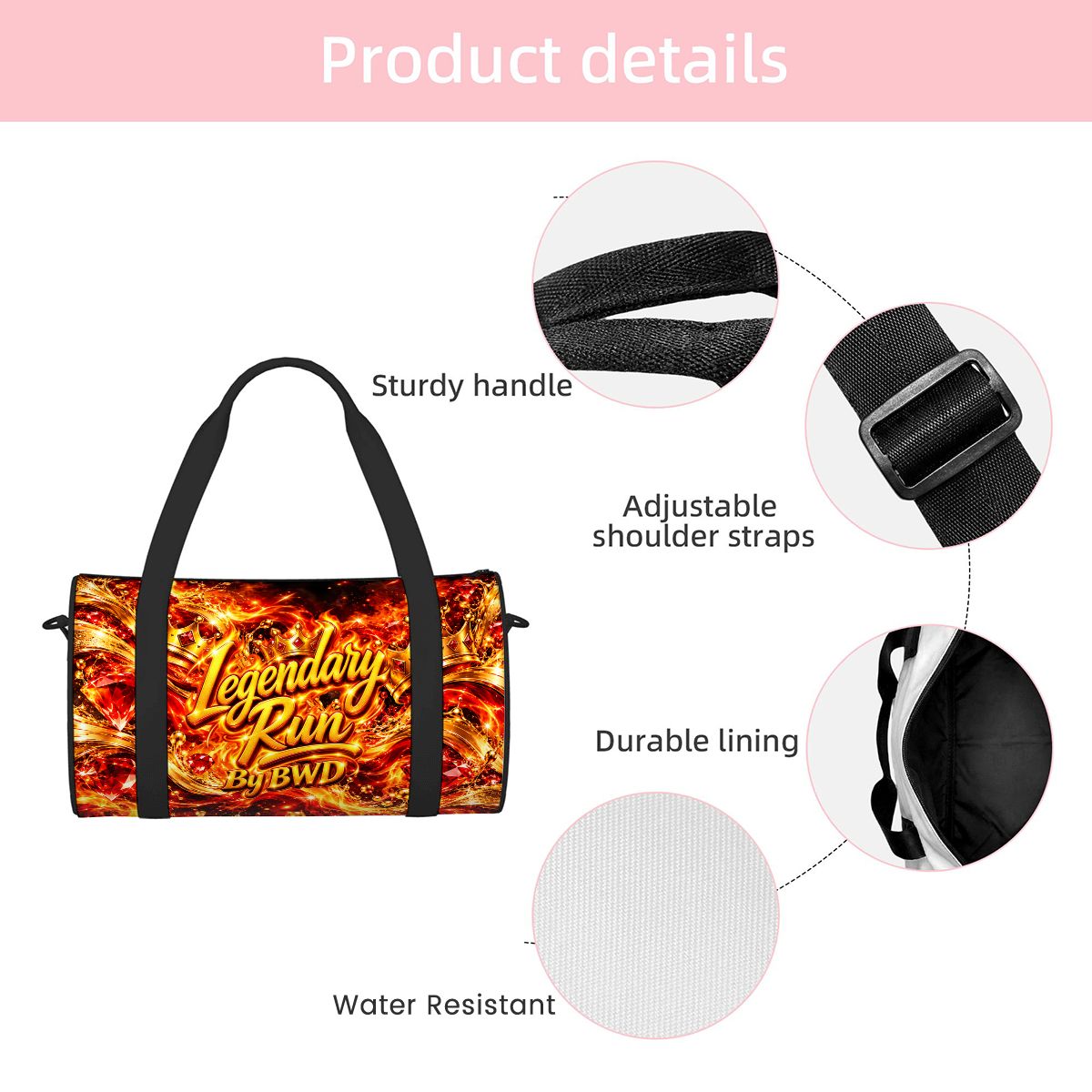 BWD Legendary Run™ AOP Mini Duffle Bag — Golden Flame
