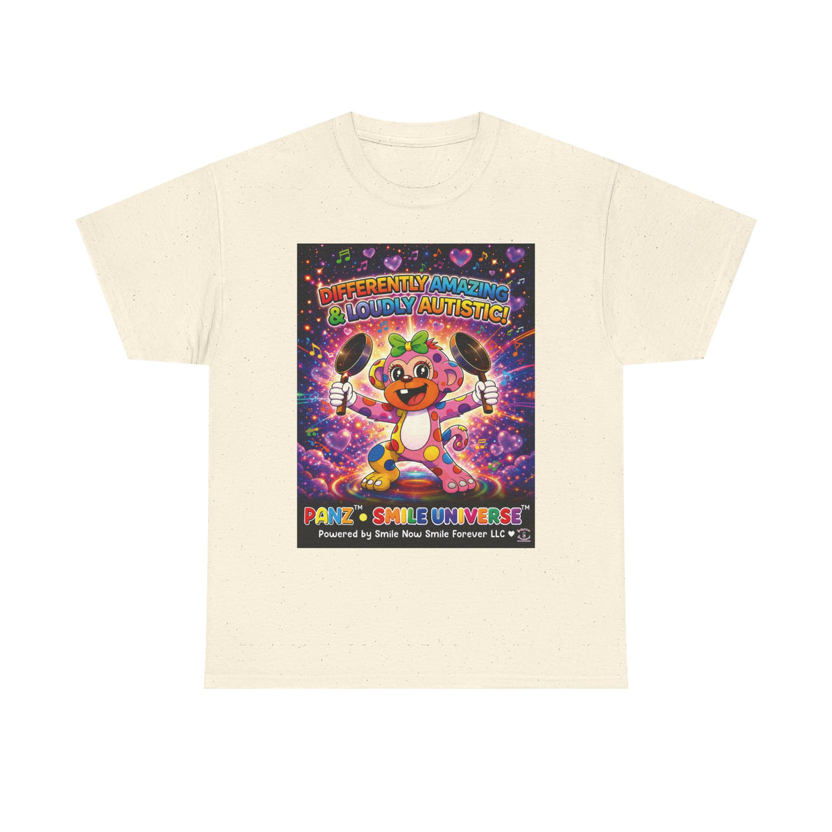 Panz™ Unisex Heavy Cotton™ Tee – "Differently Amazing & Loudly Autistic!" Graphic | Smile Universe Collection