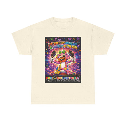 Panz™ Unisex Heavy Cotton™ Tee – "Differently Amazing & Loudly Autistic!" Graphic | Smile Universe Collection