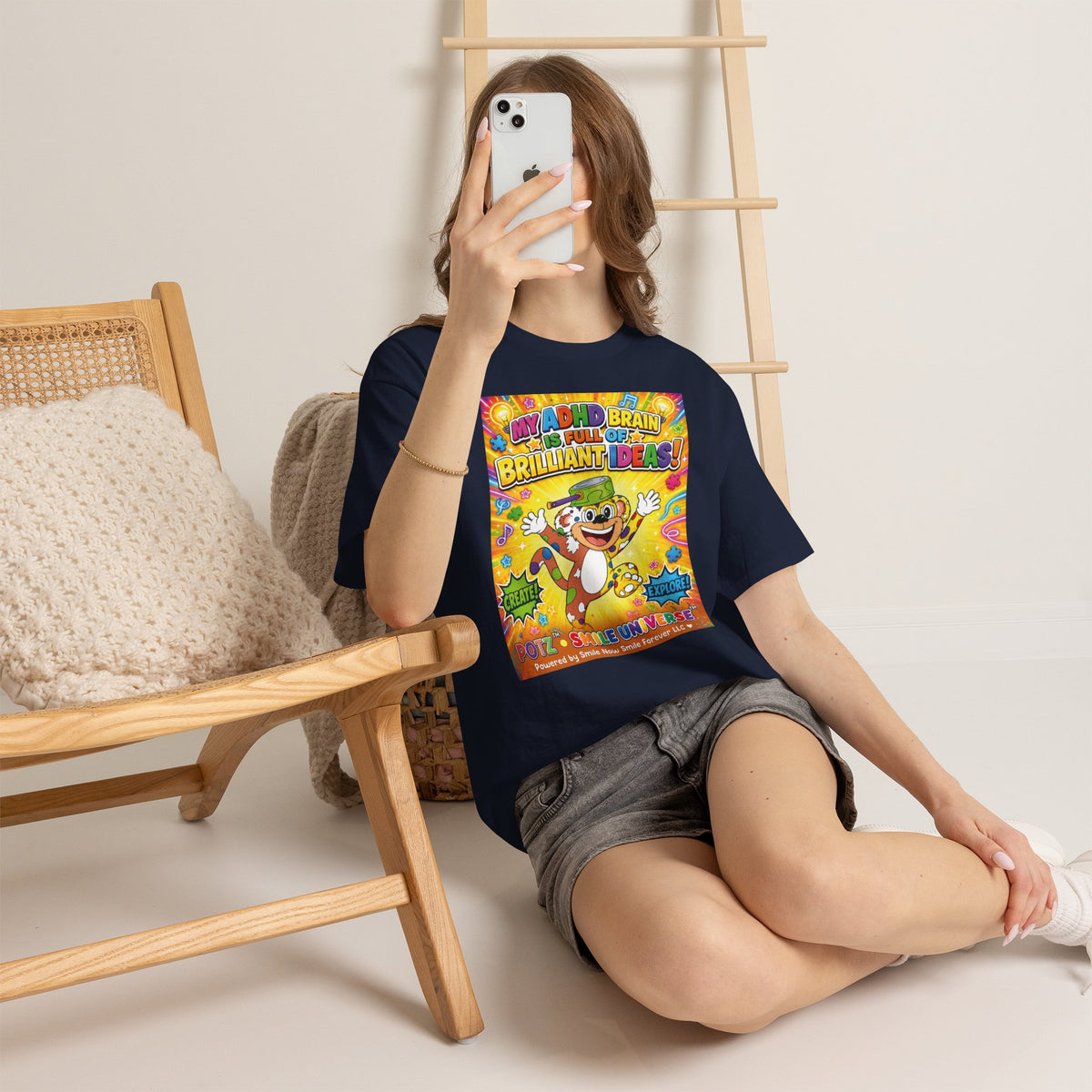 Potz™ Unisex Heavy Cotton™ Tee – "My ADHD Brain is Full of Brilliant Ideas!" Graphic Tee | Smile Universe Collection