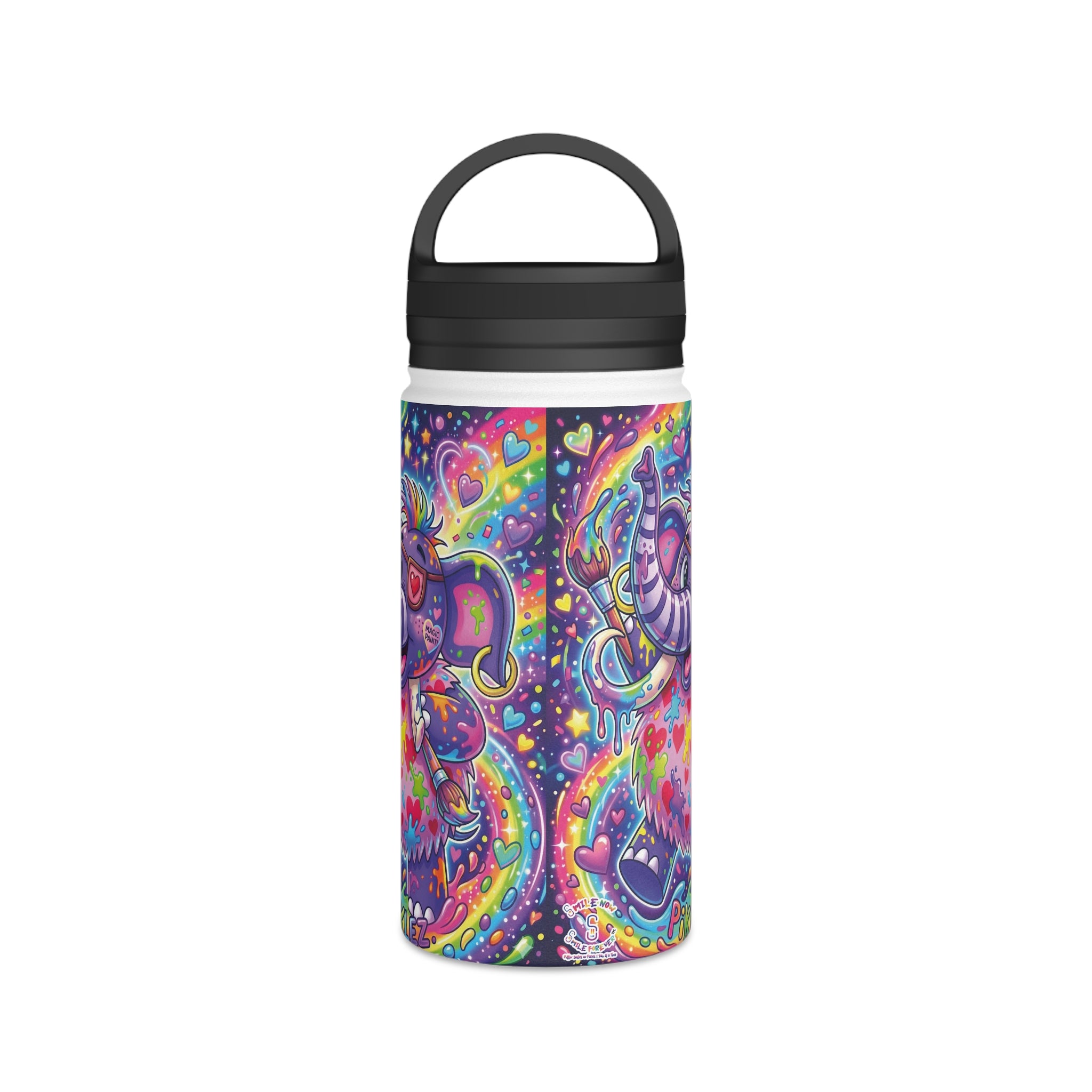 Piklez™ Stainless Steel Water Bottle with Handle Lid – "Magic Paint!" Graphic | Smile Universe Collection