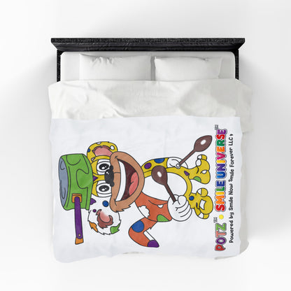 Potz™ Velveteen Plush Blanket – Playful Graphic Throw | Smile Universe Collection