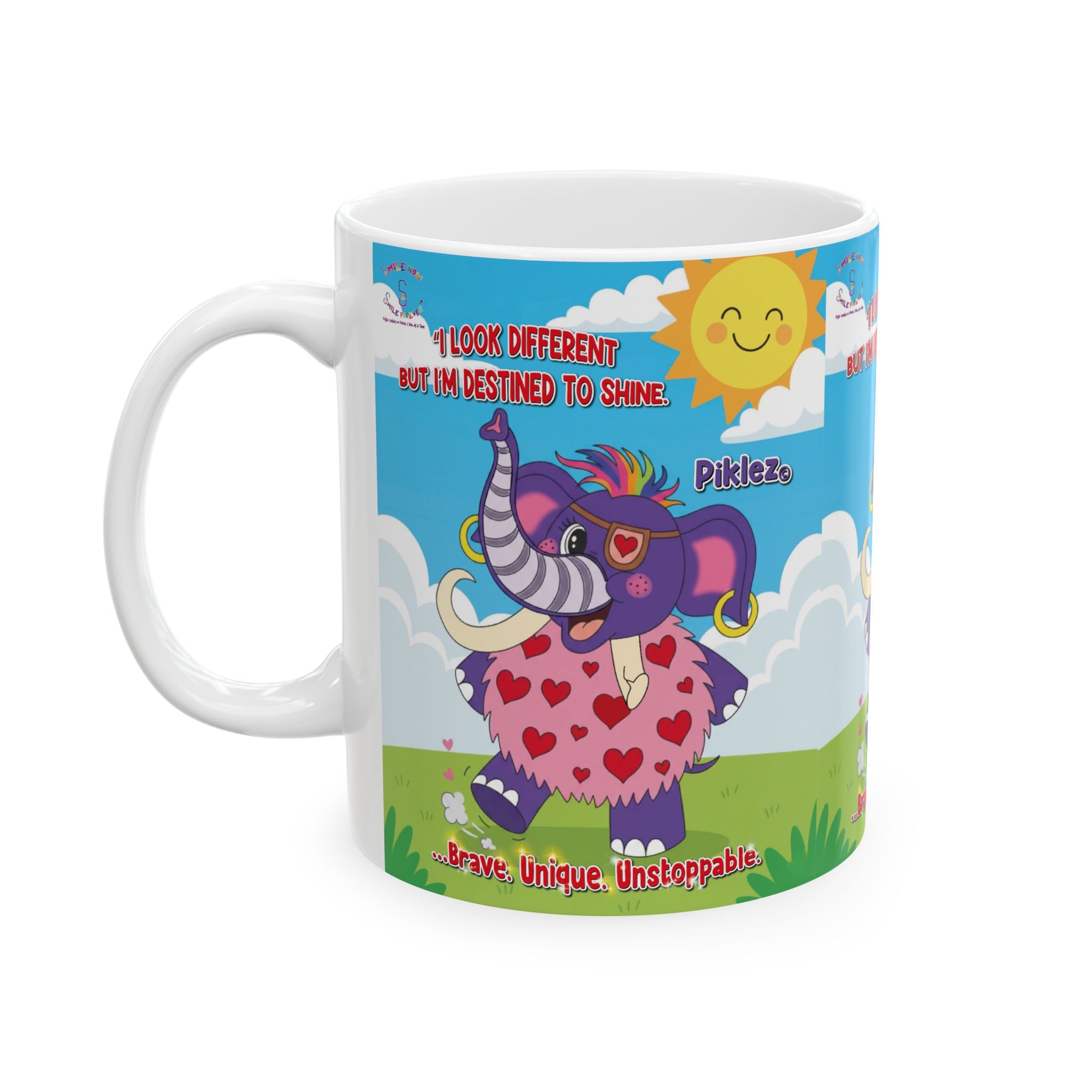 Piklez™ Ceramic Mug (11oz, 15oz) – “Destined to Shine” Coffee Cup | Smile Universe Collection
